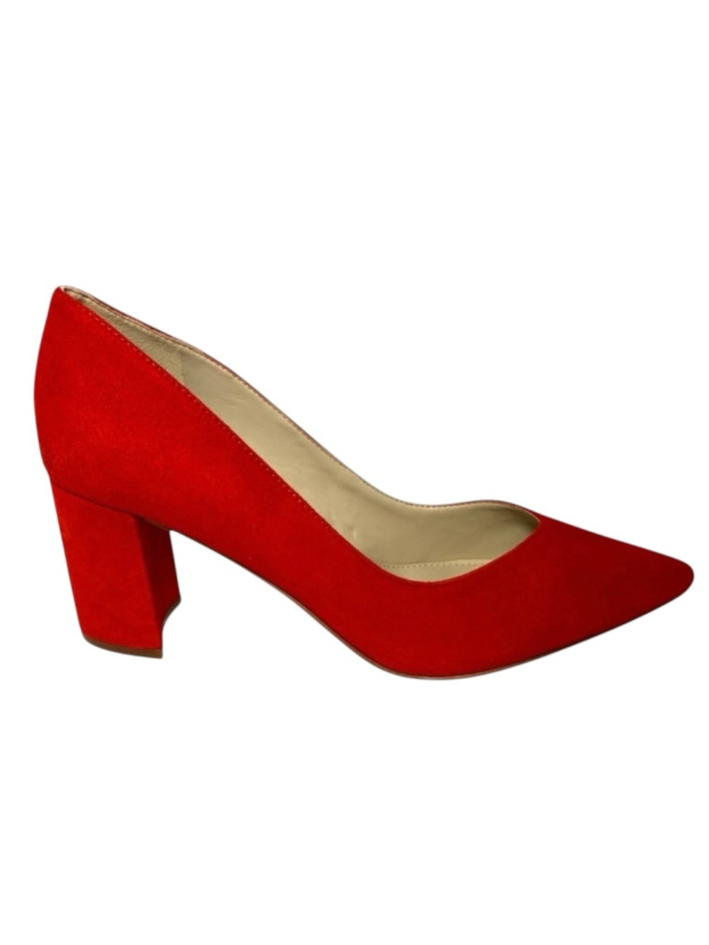 Marc Fisher Suede Leather Block Heel Red Pumps Caitlin Pointed Toe Women’s 8.5M